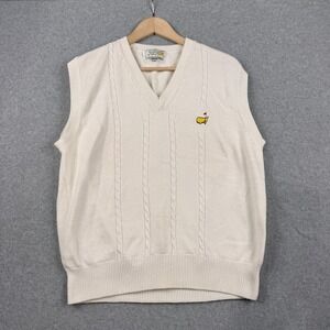 Vintage Augusta National Masters Sweater Vest Mens Large White Golf Cable Knit